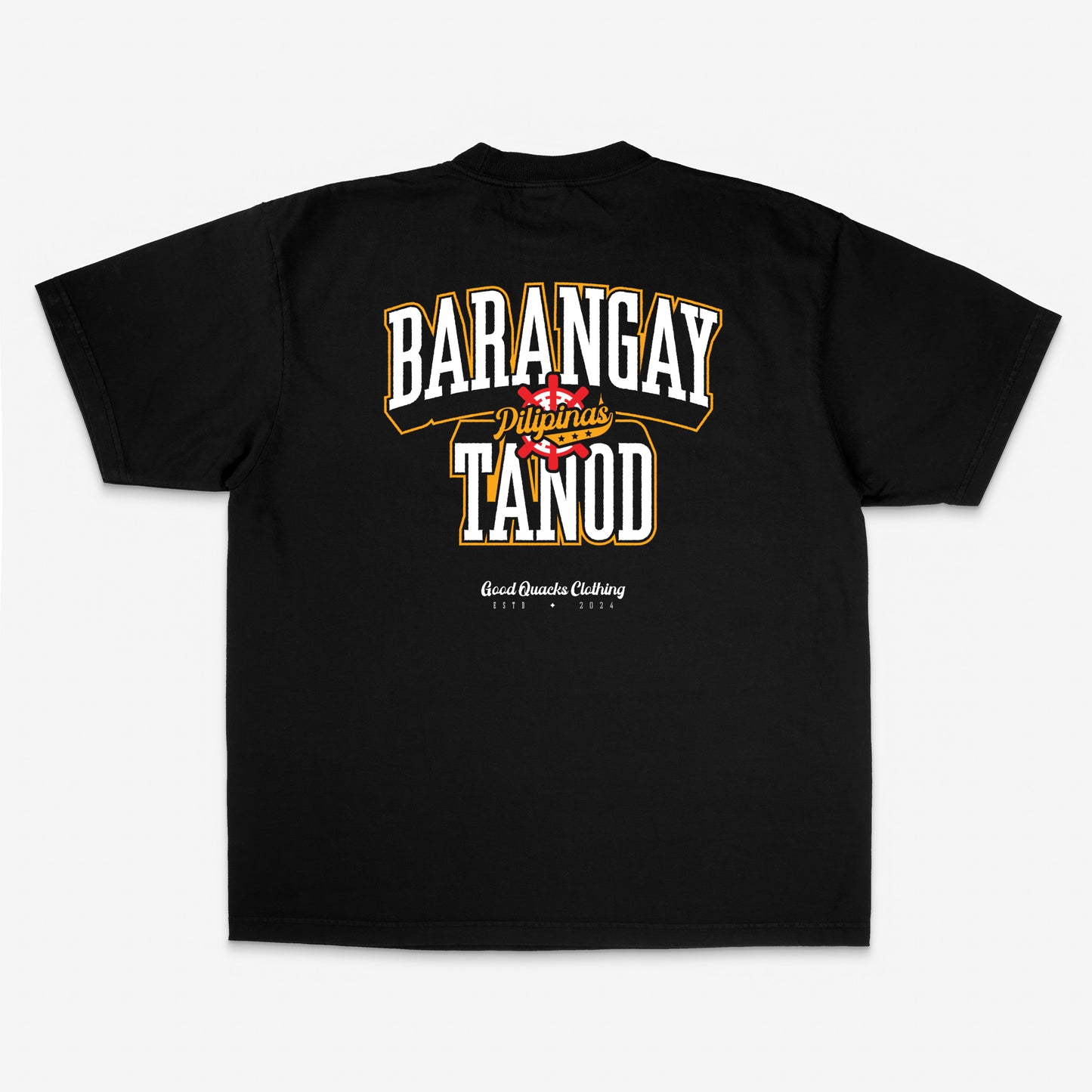 "Back view of Barangay Tanod shirt with oversized fit, part of the Kultura Series by Good Quacks.