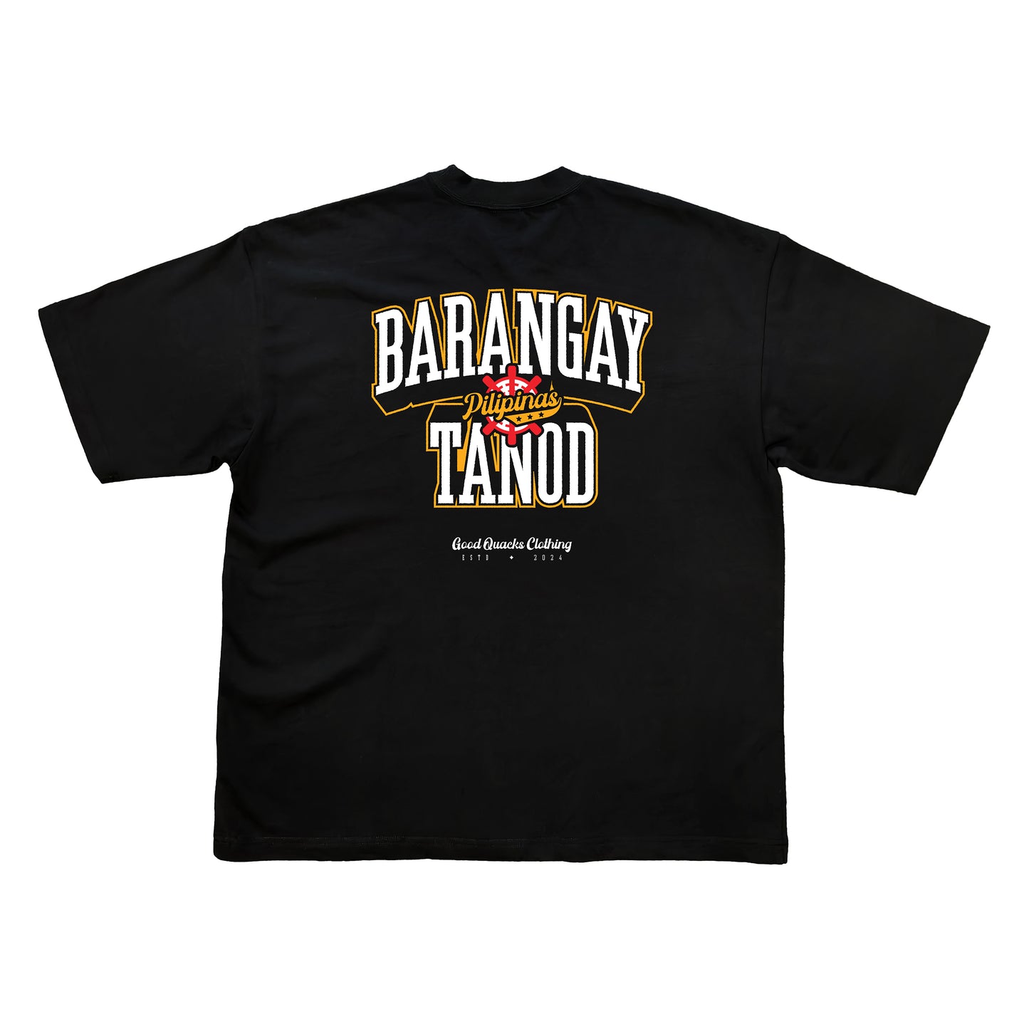 "Back view of Barangay Tanod shirt with oversized fit, part of the Kultura Series by Good Quacks.