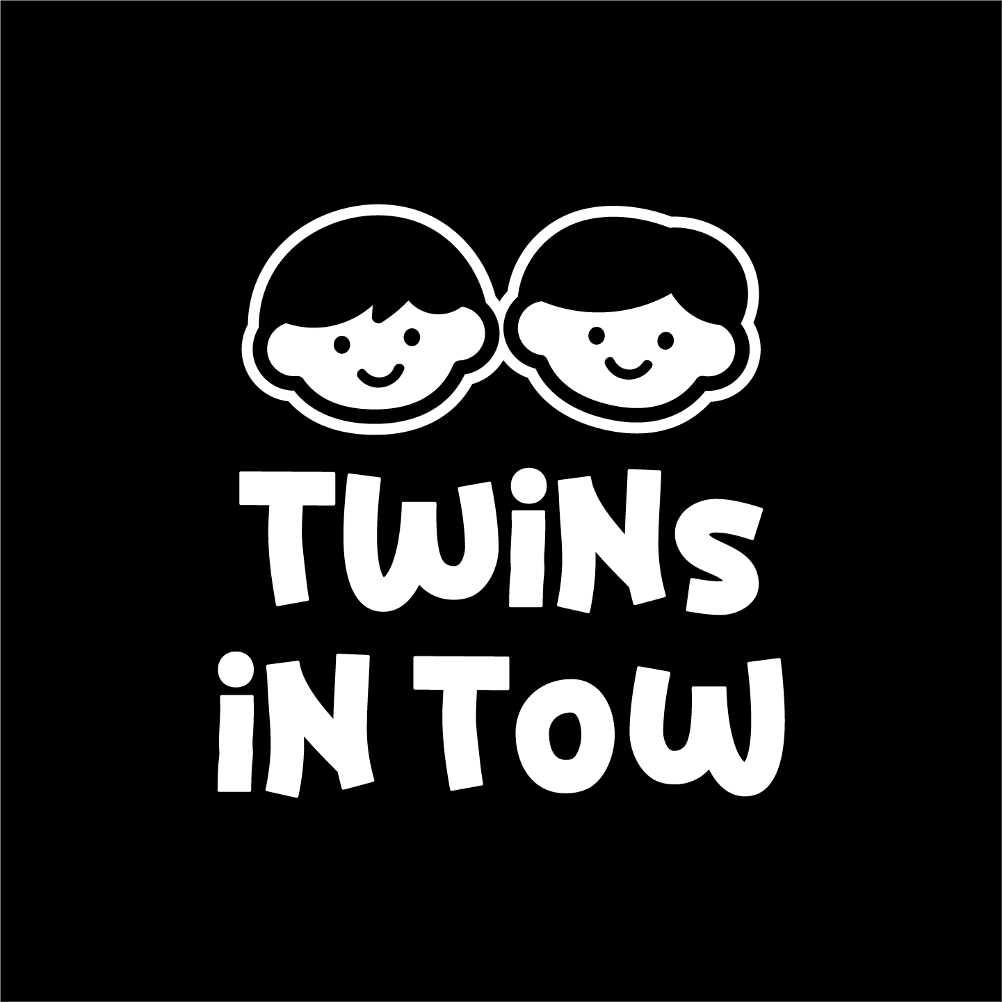 Twins in Tow sticker designed for parents of twins, part of Family Sticker Collection.