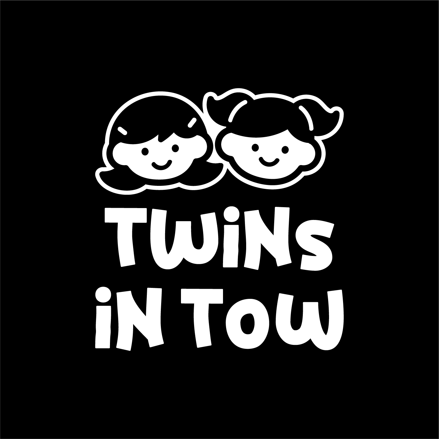 Twins in Tow sticker designed for parents of twins, part of Family Sticker Collection.