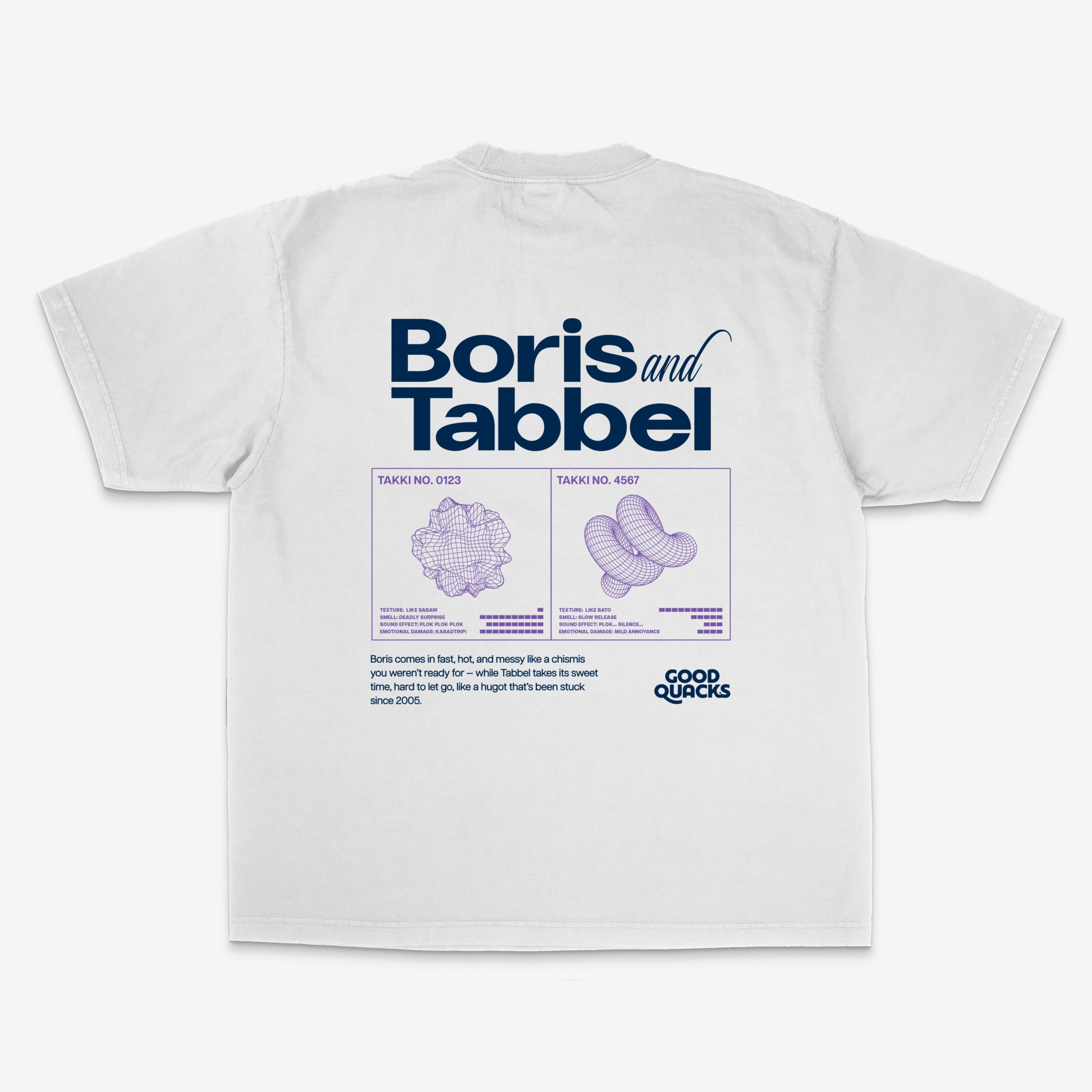 Wear it. Laugh with it. Explain it to your friends. Boris and Tabbel is a mood.
