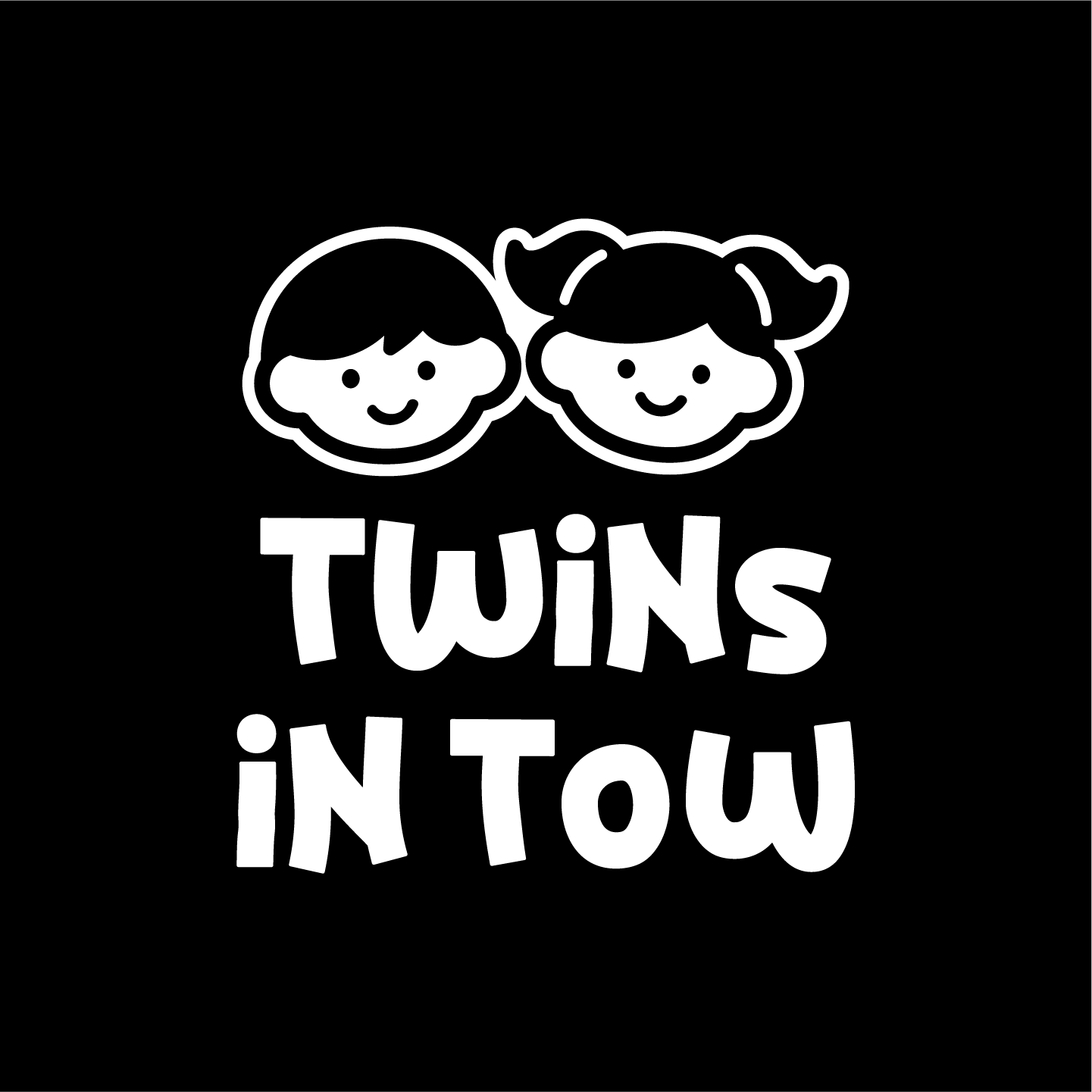 Twins in Tow sticker designed for parents of twins, part of Family Sticker Collection.