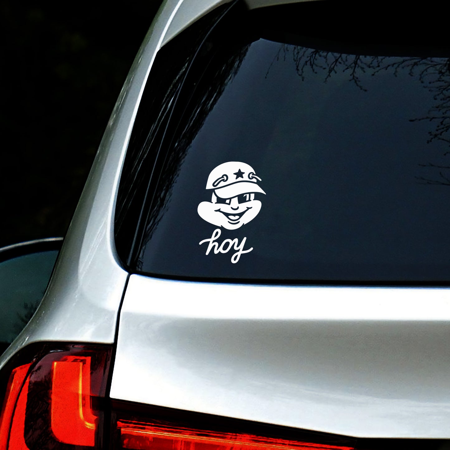 Jollibee-inspired "Hoy" car sticker in bold, funny Filipino street-style humor. Perfect for cars, laptops, and water bottles. High-quality, weatherproof vinyl.